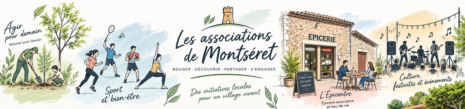 Les associations de Montséret – Bouger, découvrir, partager, s'engager : reboiser pour demain, sport et bien-être, l'Épicentre, culture et festivités
